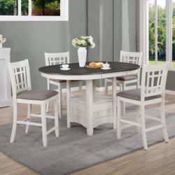 Hartwell Chalk Gray Counter Height Dining Set