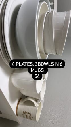 White Plates Bowls And Mugs
