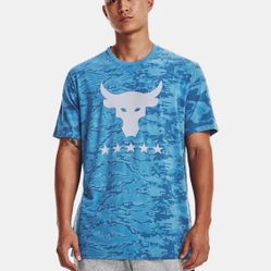 Project Rock Under Armour Veterans Day Show Blue Camo Shirt Mens Large