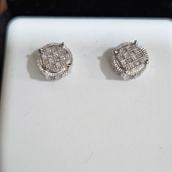 Sterling Silver 925 Diamond Earrings 