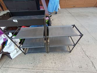 Black Plastic Shoe Rack with hooks