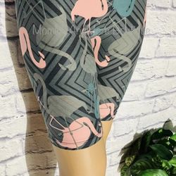 NEW Womens Pink Flamingo Biker Shorts Legging Shorts Soft As Lularoe