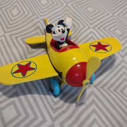 1980s Disney's Mickey Mouse Diecast Yellow Plane Toy