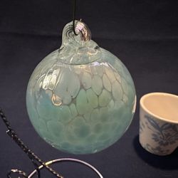 Blown Glass Ball Ornament Blue
