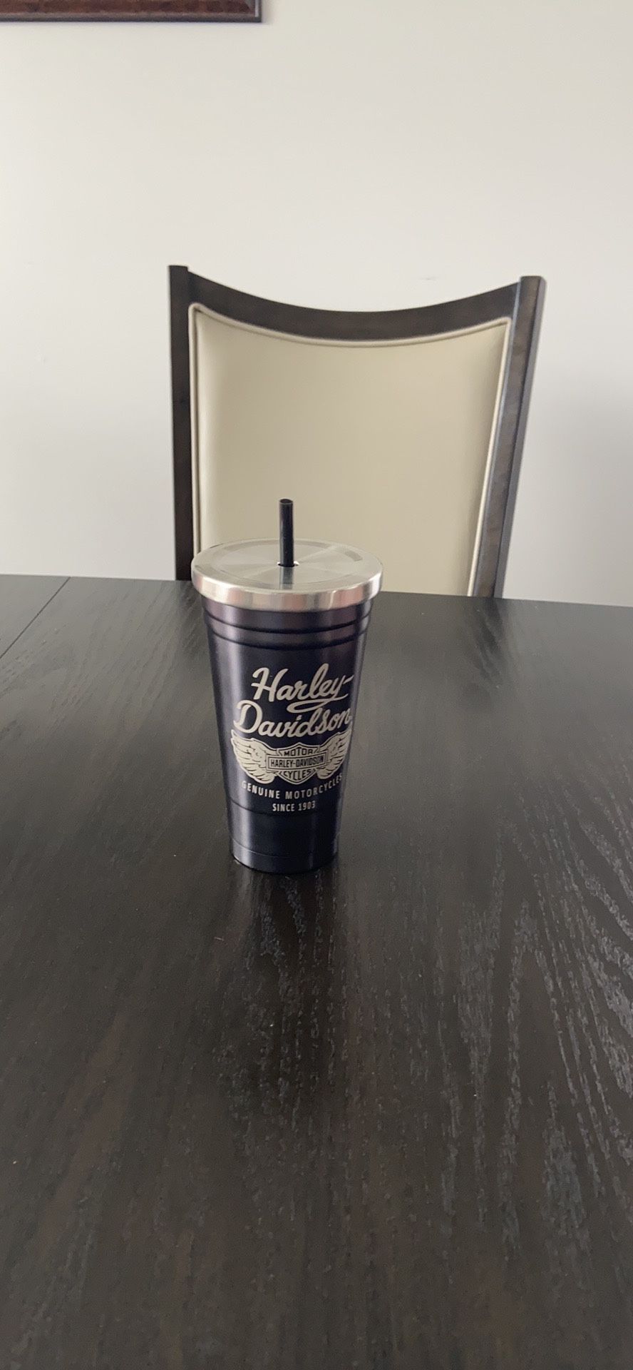 Harley Davidson stainless steel cup with straw