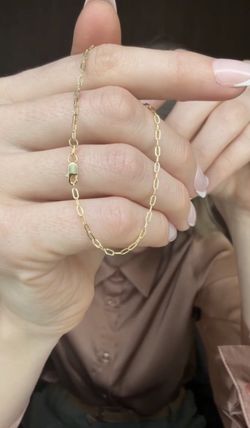 Solid 10k paper clip bracelet 7”