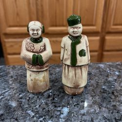 Vintage Ceramic Pair of Salt and Pepper Shakers.  Preowned no stoppers.  