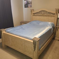 Queen Bed Frame With 2 Nightstands