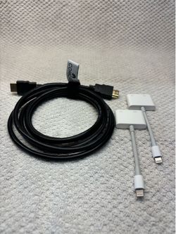 Apple lightening to HDMI adapter and 6’ HDMI cable
