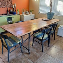 Reclaimed Wood Industrial Table & 6 Chairs