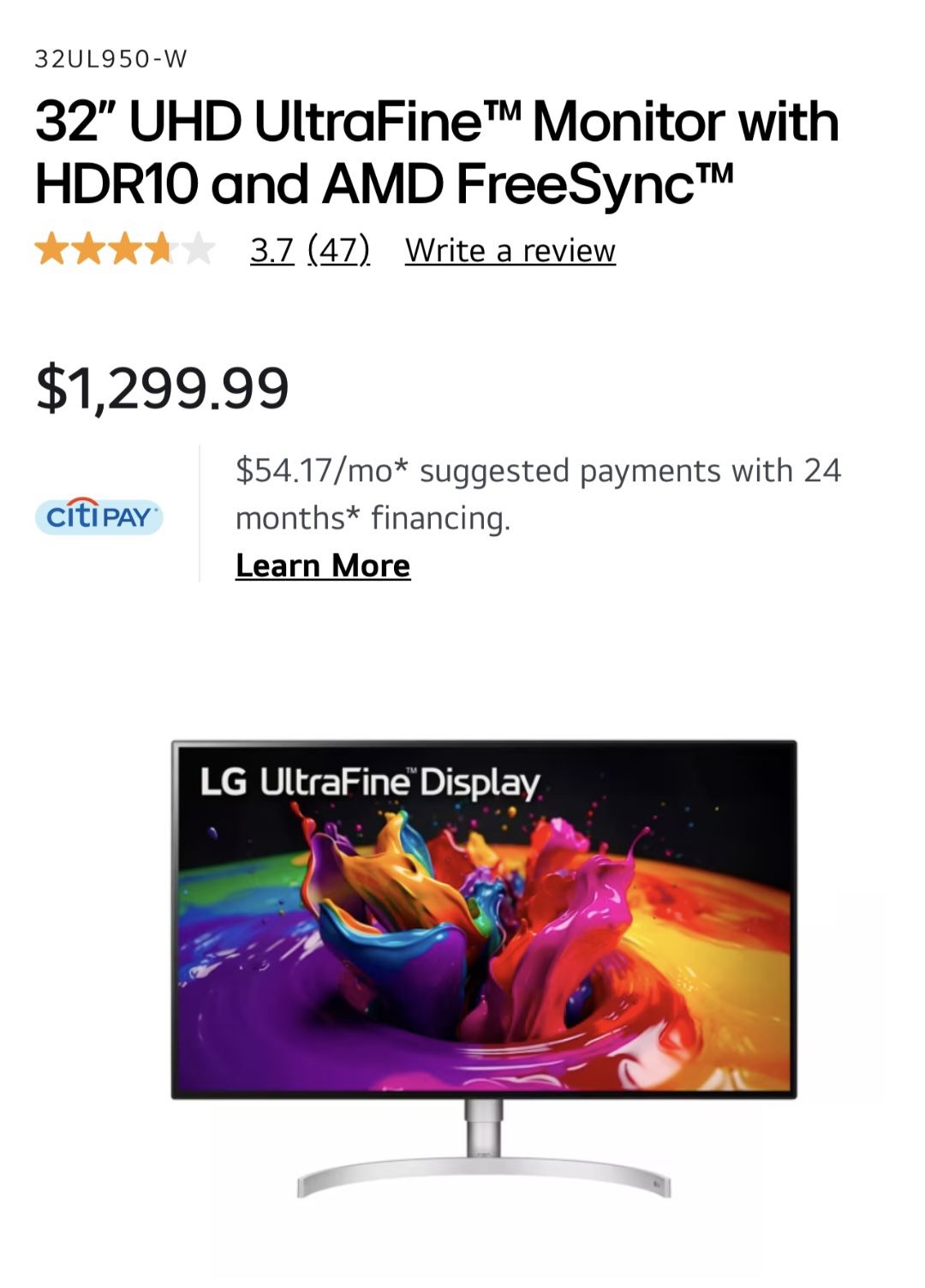 32” UHD UltraFine™ Monitor with HDR10 and AMD FreeSync™
