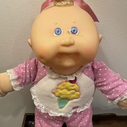 1989 Cabbage Patch Kids OAA 16” Doll Blonde Pig Tail- CPK- #2318 Pajamas-RARE! Condition is pre owned and shows some light signs of wear from age and 