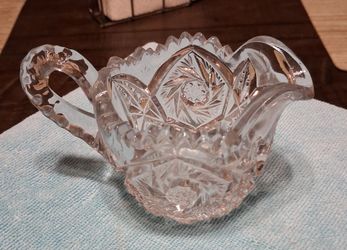 Vintage Cut Crystal Double-Handled Sugar Bowl