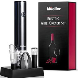 Electric Wine Opener Set - Rechargeable Batteries and USB Charging Cable