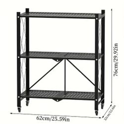 🗄️✨ Folding 3-Tier Storage Rack on Wheels – Heavy Duty & Space-Saving  📍 Pickup Location: s. Durango & 215 near IKEA  Brand NEW | Easy Installation 