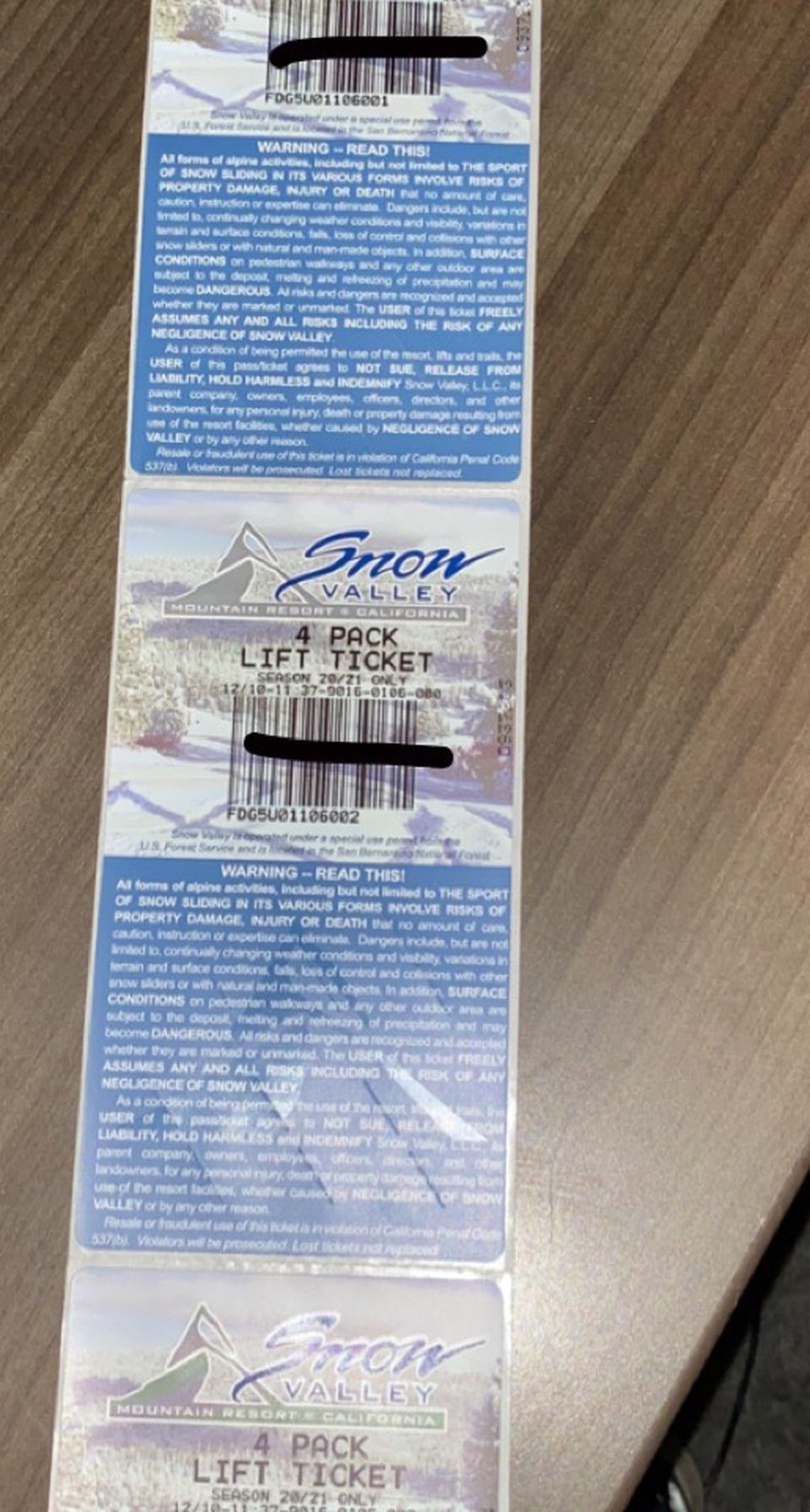 2021 Snow Valley Lift Tickets