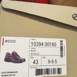 NEW Never Worn 9.5 ECCO Men's Seawalker Tie 10394 Walking Shoes, Rust Leather, Size 9.5
