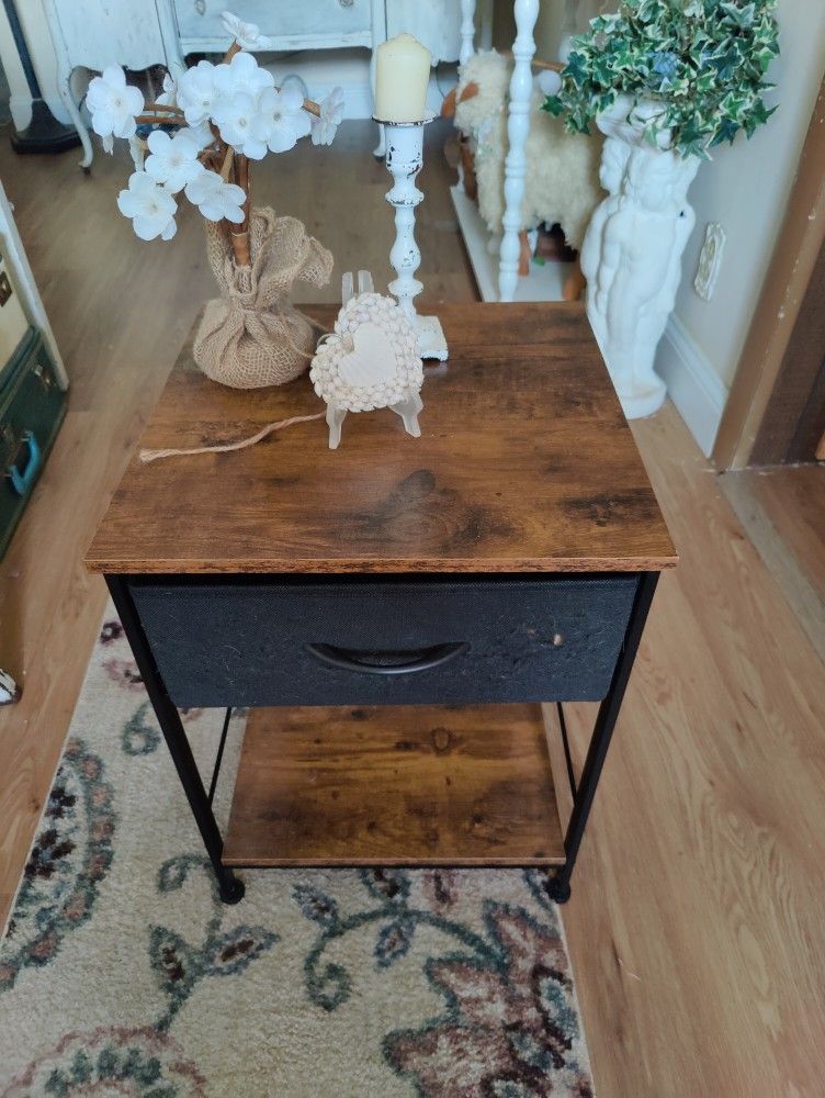 Kitstorack Night Stand / Bedside Table End Table/ Wood Rustic Brown