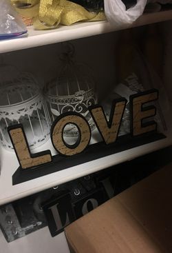 Love sign with burlap black and brown