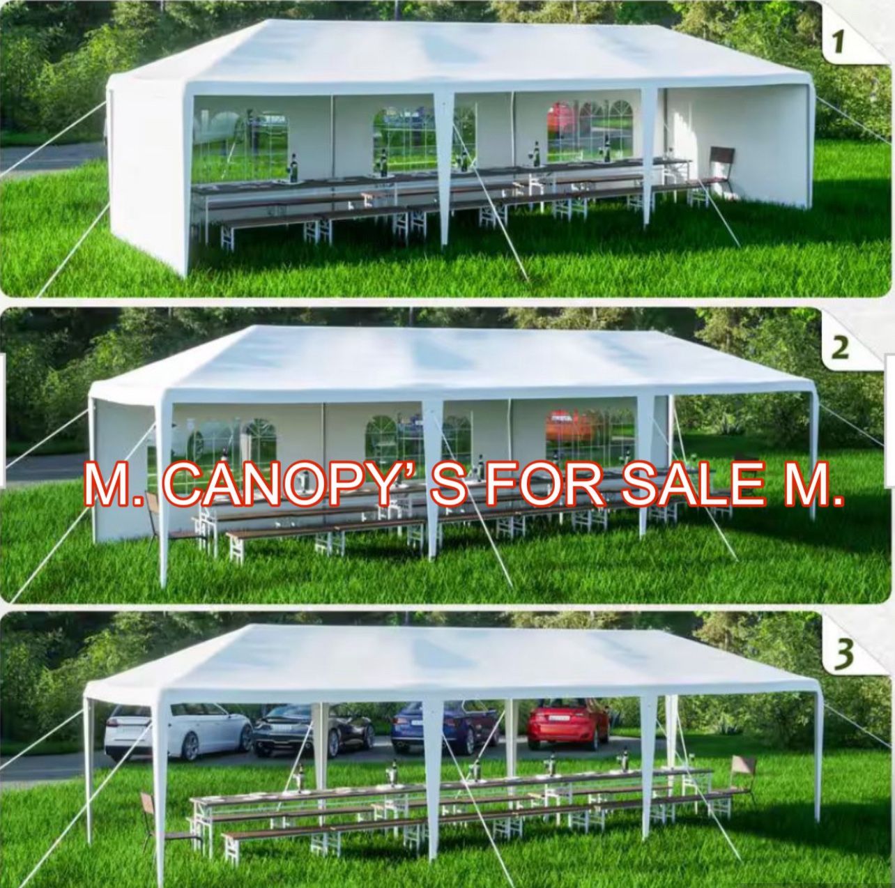 10x30 White Gazebo Wedding Party Tent Canopy With 6 Windows & 2 Sidewalls-8(FOR SALE)