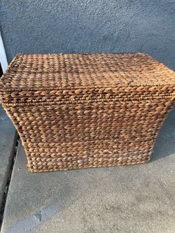 Weaved organizer with handle - 25 inches wide / 15 3/4 deep/. 17 inches high