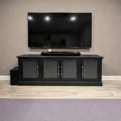 Black WOOD 85" Console with 4 Doors