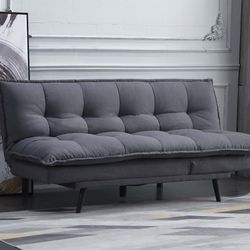 Dark Grey Pillow Top Multi-Functional Futon Sofa Bed