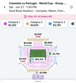 World Cup tickets Miami. Colombia 🇨🇴 V Portugal