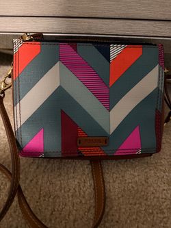 Fossil Crossbody Bag Multicolor Geometric Print