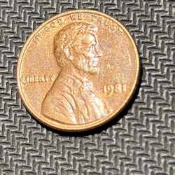 1981 Lincoln Memorial Penny No Mint Mark