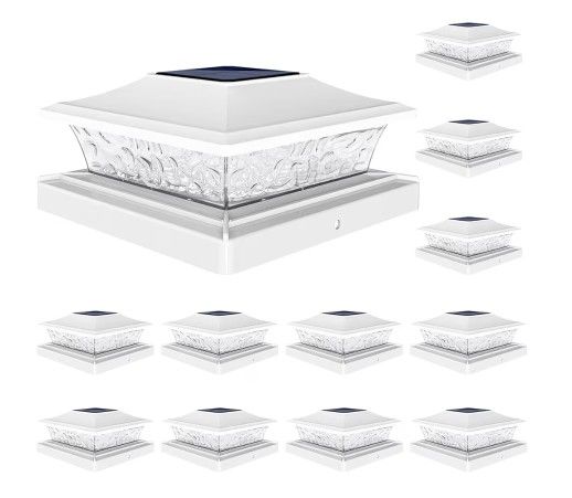 VOLISUN Solar Post Cap Lights Outdoor 4x4/6x6 Wooden/Vinyl Fence Cap Lights for Patio/Garden,Warm White with 2 Lighting Modes Waterproof,ABS Shell Len