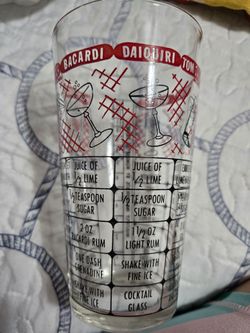 Vintage Cocktail Recipe Drinking Glass