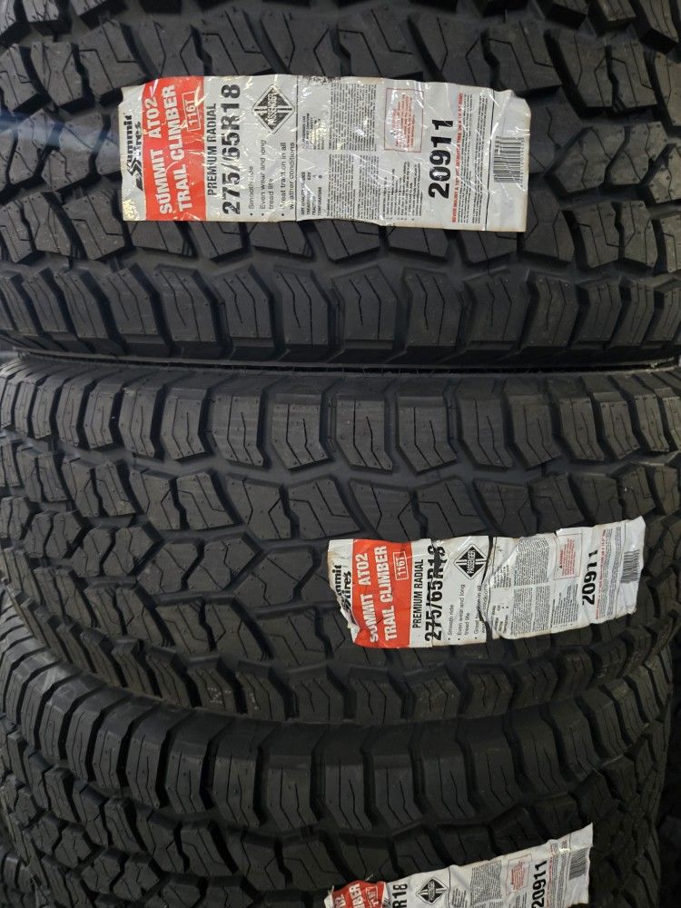 (4) 275/65r18 Summit A/T Tires 275 65 18 Inch AT