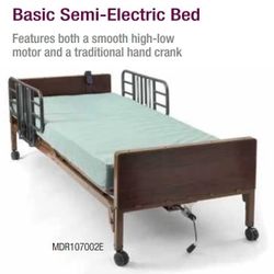 Like-New Delta Ultra-Light Electric Hospital Bed Frame with Mattress - Fully Adjustable, Lightweight & Comfortable!
