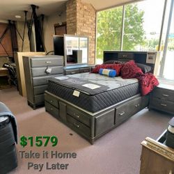 CAITBROOK GRAY BOOKCASE STORAGE BEDROOM SET