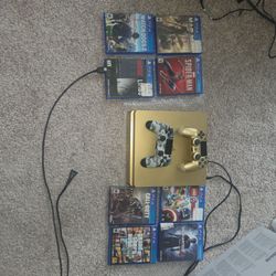 PS4 Limited Edition Gold Console + 2 Controllers + 8 Games Bundle!