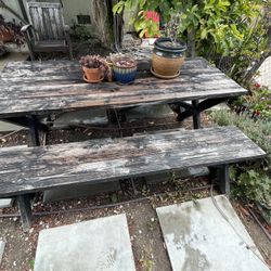 Outdoor Table 2 Benches Very Nice & Durable 
