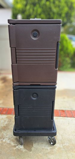 Cambro food carriers with a dolly