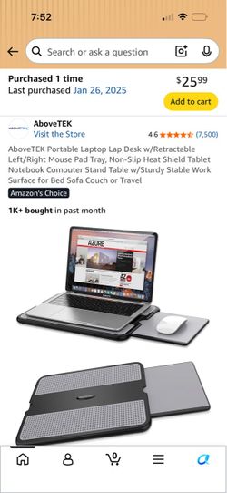 AboveTEK Portable Laptop Lap Desk with Mouse Pad