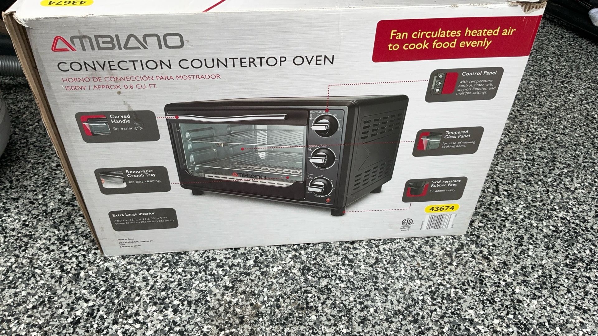 Ambiano Countertop Convection Oven 1500W NEW