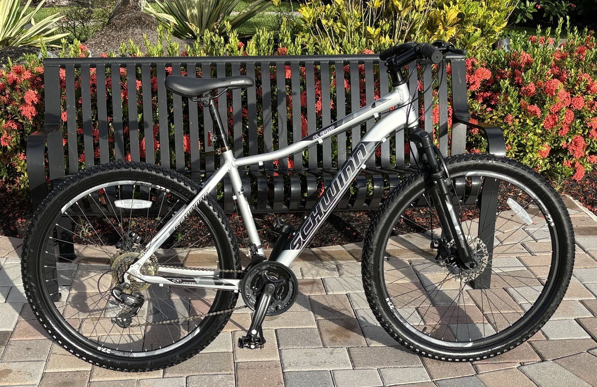 Schwinn AL Comp Mountain Bike, 27.5-in. Wheels, 21 Speed Adult Bicycle, Grey