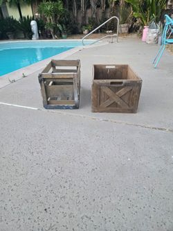 2 old vintage wood record crates for vinyl records