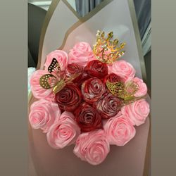 Red and Pink Glitter Eternal Bouquet 