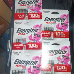 Five Packs Of Energizer Max 16 Count Batteries