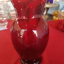 Vintage ruby red cranberry glass vase 6.5 inches tall