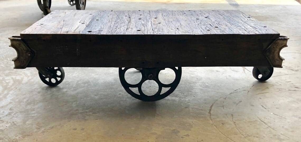 Antique Railroad Cart Coffee table -Lineberry Furniture Factory Cart - $695 (Phinney Ridge)