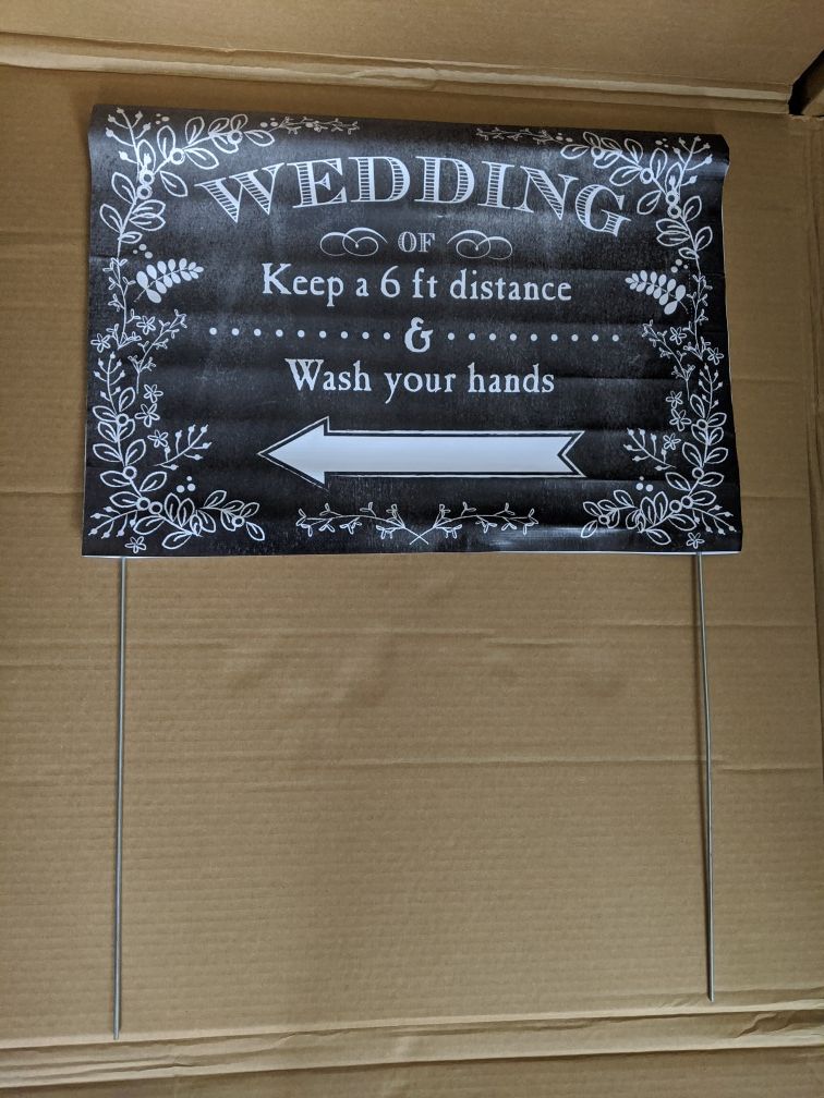 Double-sided social distancing wedding yard sign