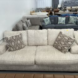 Beige Fabric Sectional Sofa