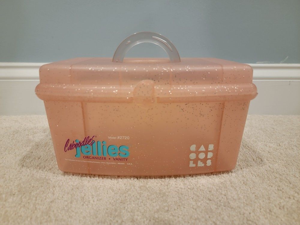Vintage Caboodles Jellies #2720 Pink Glitter Makeup Vanity 