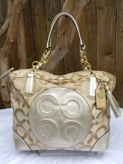 Coach Colette Signature Op Art Sateen Tote Style Handbag